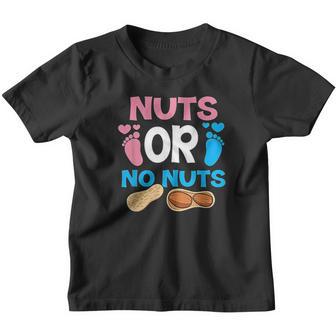 Nuts Or No Nuts Gender Reveal Baby Shower Mom Dad Youth T-shirt - Thegiftio UK