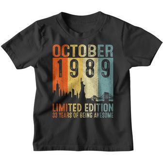 October 1989 33 Years Of Being Awesome 33Rd Birthday Youth T-shirt - Thegiftio UK