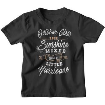 October Girls Are Sunshine Birthday Party Distressed Youth T-shirt - Thegiftio UK