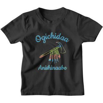 Ogichidaa Anishinaabe Ojibwe Chippewa Language Warrior T-Shirt Youth T-shirt - Thegiftio UK