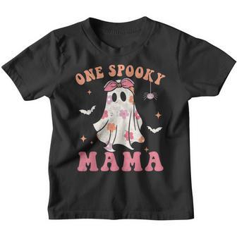 One Spooky Mama Retro Halloween Trick Or Treat Spooky Ghost Youth T-shirt - Thegiftio UK