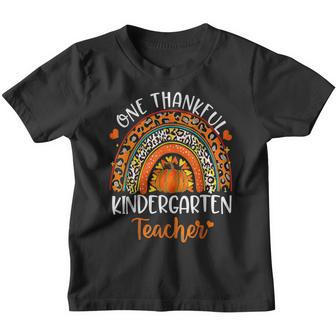 One Thankful Kindergarten Teacher Thanksgiving Rainbow Funny V4 Youth T-shirt - Thegiftio UK