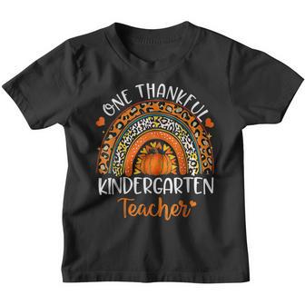 One Thankful Kindergarten Teacher Thanksgiving Rainbow Funny Youth T-shirt - Thegiftio UK