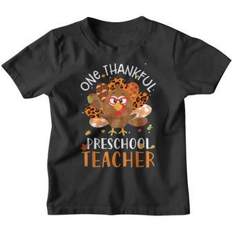 One Thankful Pre School Teacher Thanksgiving Turkey Women Youth T-shirt - Thegiftio UK