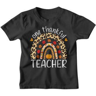 One Thankful Teacher Thanksgiving Rainbow Leopard Fall V15 Youth T-shirt - Thegiftio UK