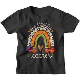 One Thankful Teacher Thanksgiving Turkey Rainbow Fall Funny Youth T-shirt - Thegiftio UK
