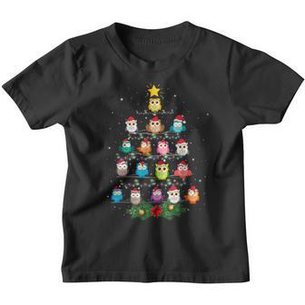 Owl Christmas Tree Lights Xmas Pajama Gifts For Owl Lovers Youth T-shirt - Thegiftio UK