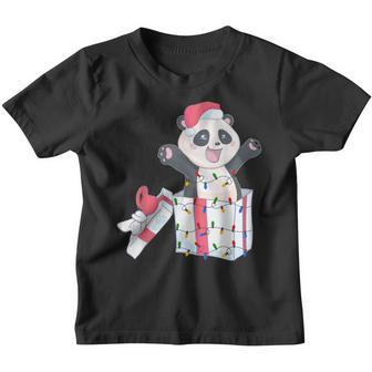 Panda Christmas Tree Light Santa Xmas Kids Boy Girl Pajamas Youth T-shirt - Thegiftio UK