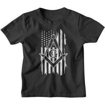 Patriotic Mason American Flag Square Compass Masonic Shriner Youth T-shirt - Thegiftio UK