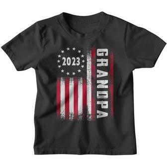 Patriotic Mens Promoted To Grandpa Est 2023 First Time Gift Youth T-shirt - Thegiftio UK