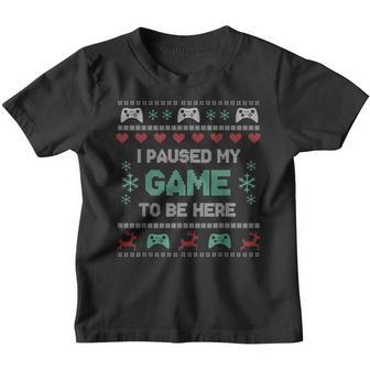 Paused My Game Ugly Christmas Xmas Sweater Gamer Youth T-shirt - Thegiftio UK