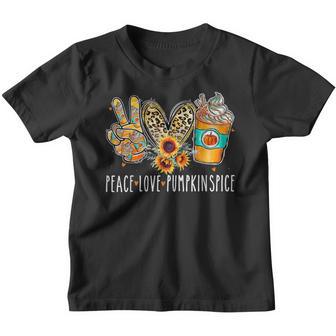 Peace Love Pumpkin Spice Fall Vibes Sunflowers Youth T-shirt - Thegiftio UK