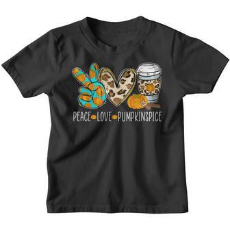 Peace Love Pumpkinspice Leopard Thanksgiving Halloween Youth T-shirt - Thegiftio UK