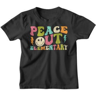 Peace Out Elementary Groovy Graduation Last Day Of School Youth T-shirt | Mazezy
