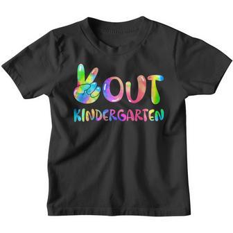Peace Out Kindergarten Tie Dye Graduation Last Day Of School Youth T-shirt | Mazezy
