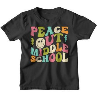 Peace Out Middle School Groovy Graduation Last Day Of School Youth T-shirt | Mazezy