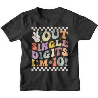 Peace Out Single Digits Retro Groovy 10Th Birthday Girl Boy Youth T-shirt | Mazezy