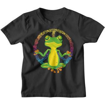 Peace Sign Yoga Frogs Cool Peace Frog Tie Dye Youth T-shirt - Thegiftio UK