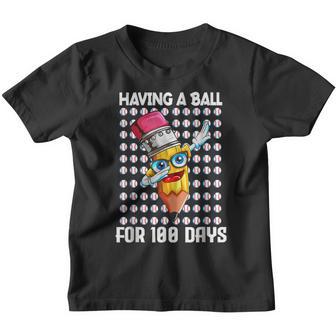 Pen Makes Dabbing School Outfit Having A Ball For 100 Days Youth T-shirt - Thegiftio UK