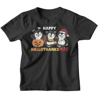 Penguin Christmas Halloween Costume Happy Hallothanksmas Youth T-shirt - Thegiftio UK