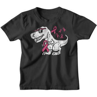Pink Ribbon Dinosaurs Breast Cancer Awareness T Rex Boy Youth T-shirt - Thegiftio UK