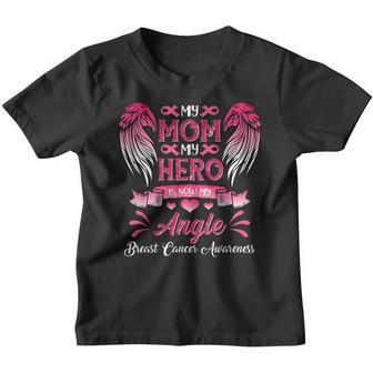 Pink Ribbon My Mom My Hero My Angle Breast Cancer Awareness Youth T-shirt - Thegiftio UK
