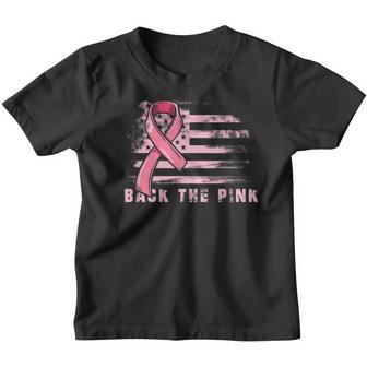 Pink Ribbon Usa Flag American Breast Cancer Awareness Hope Youth T-shirt - Thegiftio UK