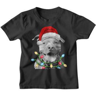 Pit Bull Santa Christmas Tree Lights Xmas Boys Dog Dogmas Youth T-shirt - Thegiftio UK