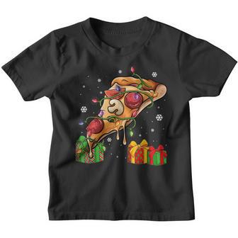 Pizza Christmas Tree Lights Pajama Merry Crustmas Pjs Xmas V2 Youth T-shirt - Thegiftio UK