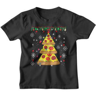 Pizza Christmas Tree Lights Xmas Men Boys Crustmas Gifts Youth T-shirt - Thegiftio UK