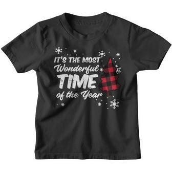 Plaid Christmas Most Wonderful Time Of Year Men Women Kids Youth T-shirt - Thegiftio UK