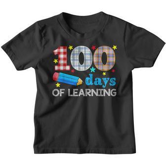 Plaid Pattern Student 100Th Day Learning 100 Days Of School Youth T-shirt - Thegiftio UK
