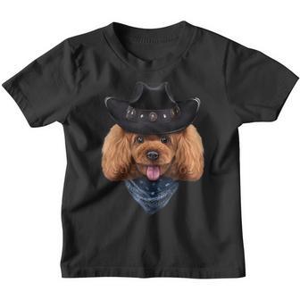 Playful Toy Poodle Dog In Cowboy Hat And Bandana Youth T-shirt - Thegiftio UK