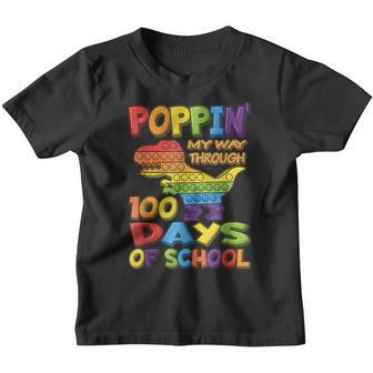 Poppin My Way Through 100 Days Of School Pop It Dinosaur V2 Youth T-shirt - Thegiftio UK