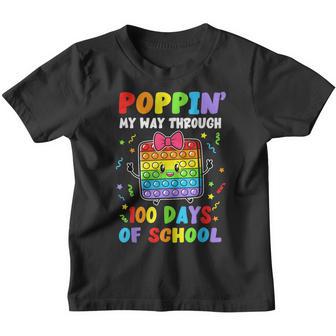 Poppin My Way Through 100 Days Pop It 100Th Day Of School Youth T-shirt - Thegiftio UK