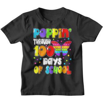 Poppin Trough 100 Days Of School Butterfly Fidget Toy Pop It Youth T-shirt - Thegiftio UK