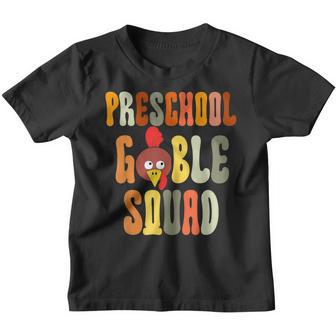 Preschool Gobble Squad Groovy Thanksgiving Preschool Squad Youth T-shirt - Thegiftio UK