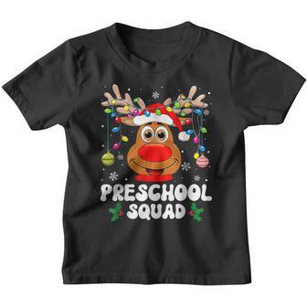 Preschool Squad Reindeer Santa Hat Lights Christmas Teacher Youth T-shirt - Thegiftio UK