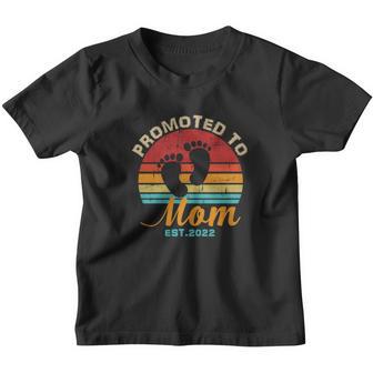 Promoted To Mom First Mothers Day 2022 Retro Color Gift For Mom Youth T-shirt - Thegiftio UK