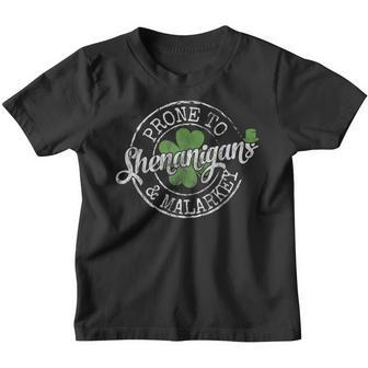 Prone To Shenanigans And Malarkey Funny St Patricks Day Boys Youth T-shirt | Mazezy