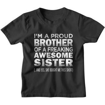 Proud Brother Of Awesome Sister Funny Brother Gift Funny Gift Youth T-shirt - Monsterry