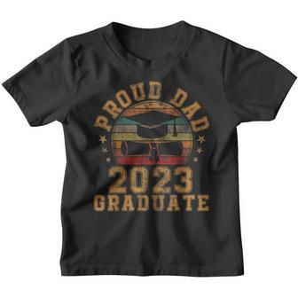 Proud Dad Of 2023 Graduate Father Senior 23 Graduation Gift Youth T-shirt | Mazezy