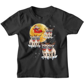 Puggle Reindeer Christmas Funny Santa Riding Pug Pajamas Dog V2 Youth T-shirt - Thegiftio UK