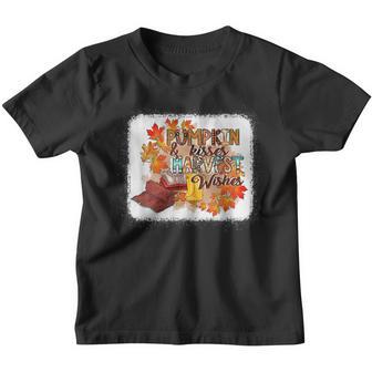 Pumpkin Kisses Harvest Wishes V3 Youth T-shirt - Thegiftio UK