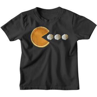 Pumpkin Pie Eating Whipped Cream Funny Boys Thanksgiving Youth T-shirt - Thegiftio UK
