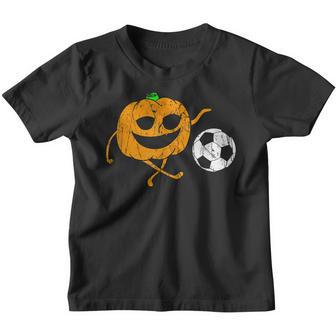 Pumpkin Playing Soccer Football Halloween Costume Sports Youth T-shirt - Thegiftio UK