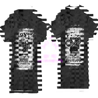 Purple Up For Military Kids Messy Bun Military Child Month Youth T-shirt | Mazezy