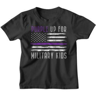 Purple Up Military Child Month 2023 Usa Flag Military Kids Youth T-shirt - Seseable