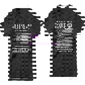 Purple Up Military Kids Military Child Retro American Flag Youth T-shirt | Mazezy