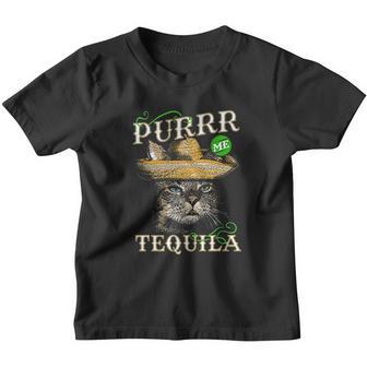 Purrr Tequila Funny Cat Lover Mexican Cinco De Mayo Youth T-shirt - Thegiftio UK